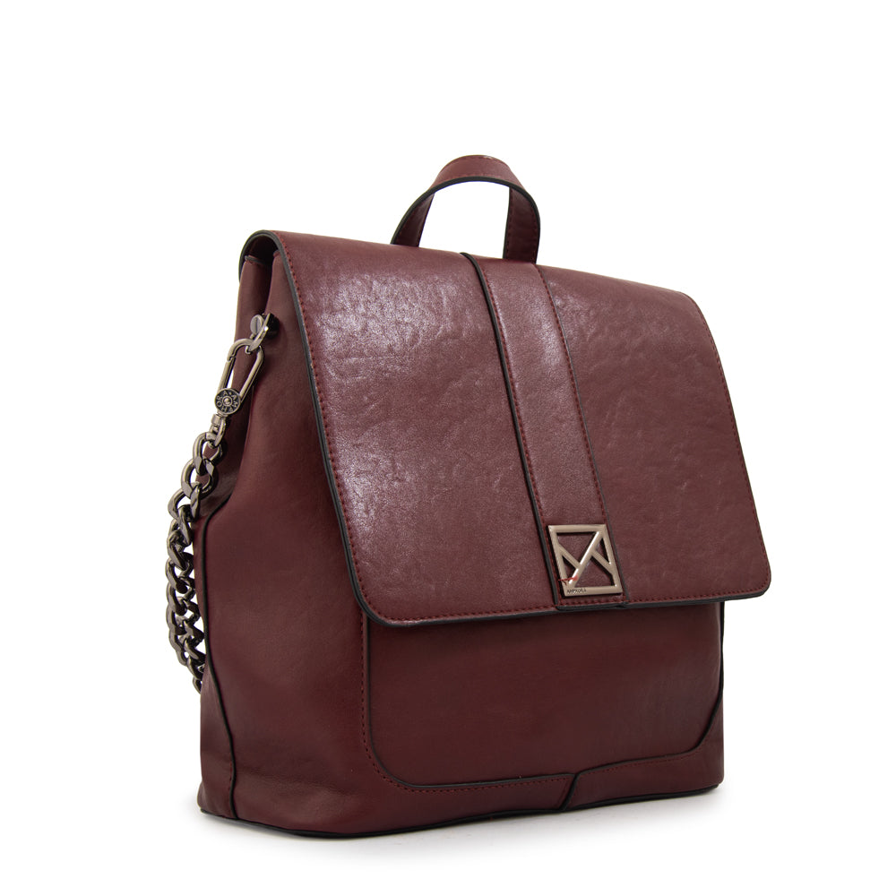 Mochila con tapa romina mediana burdeo