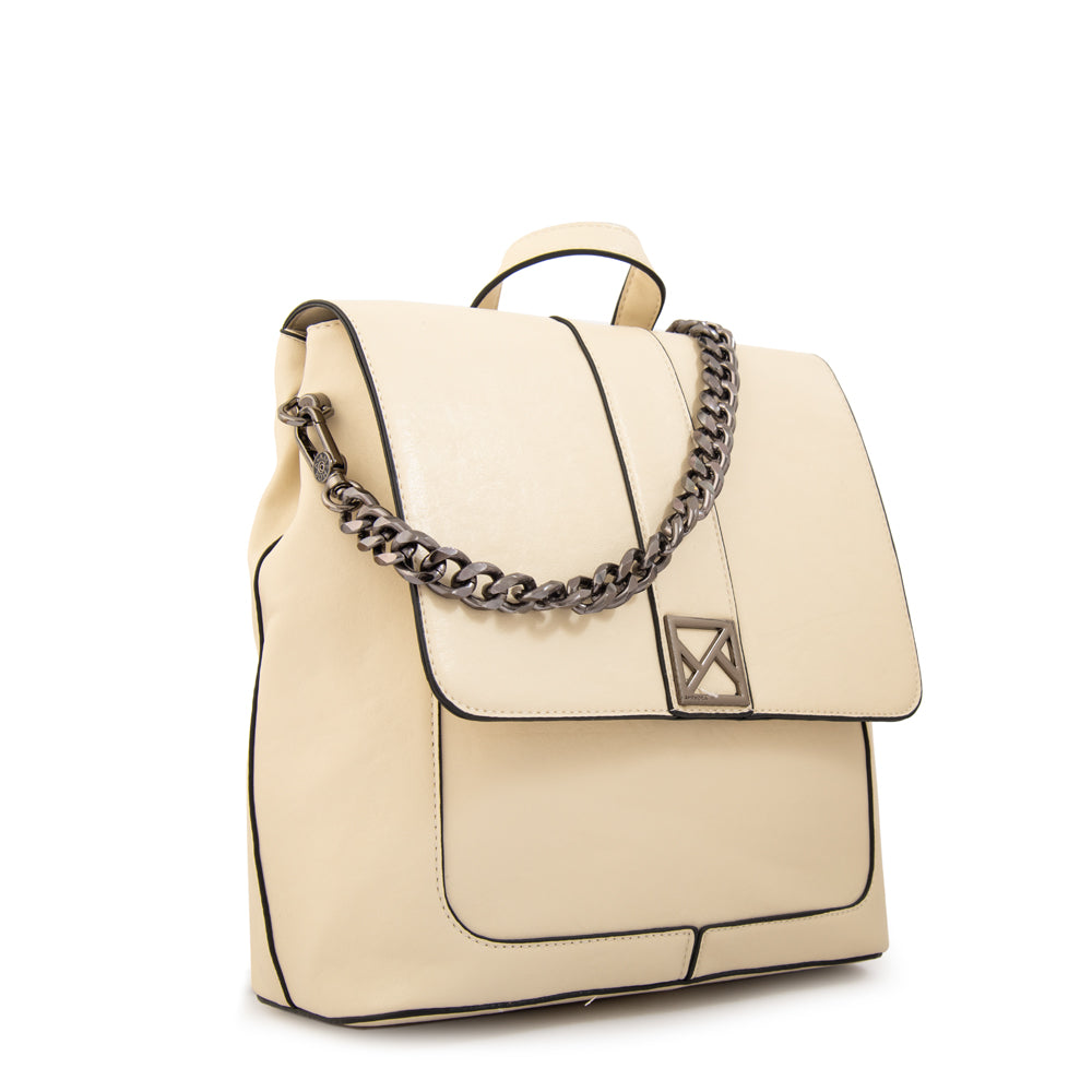 Mochila con tapa romina mediana blanco crudo