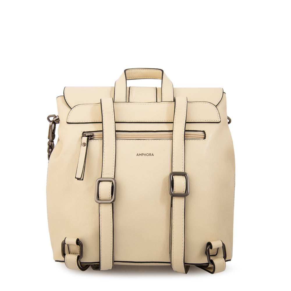 Mochila con tapa romina mediana blanco crudo