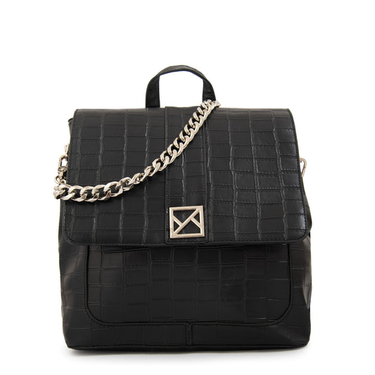 Mochila con tapa romina mediana negro