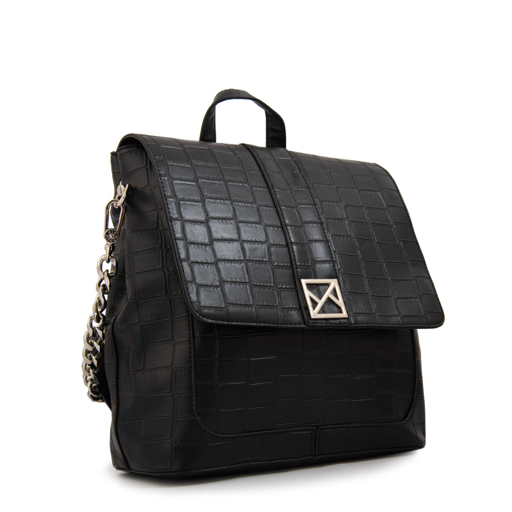 Mochila con tapa romina mediana negro