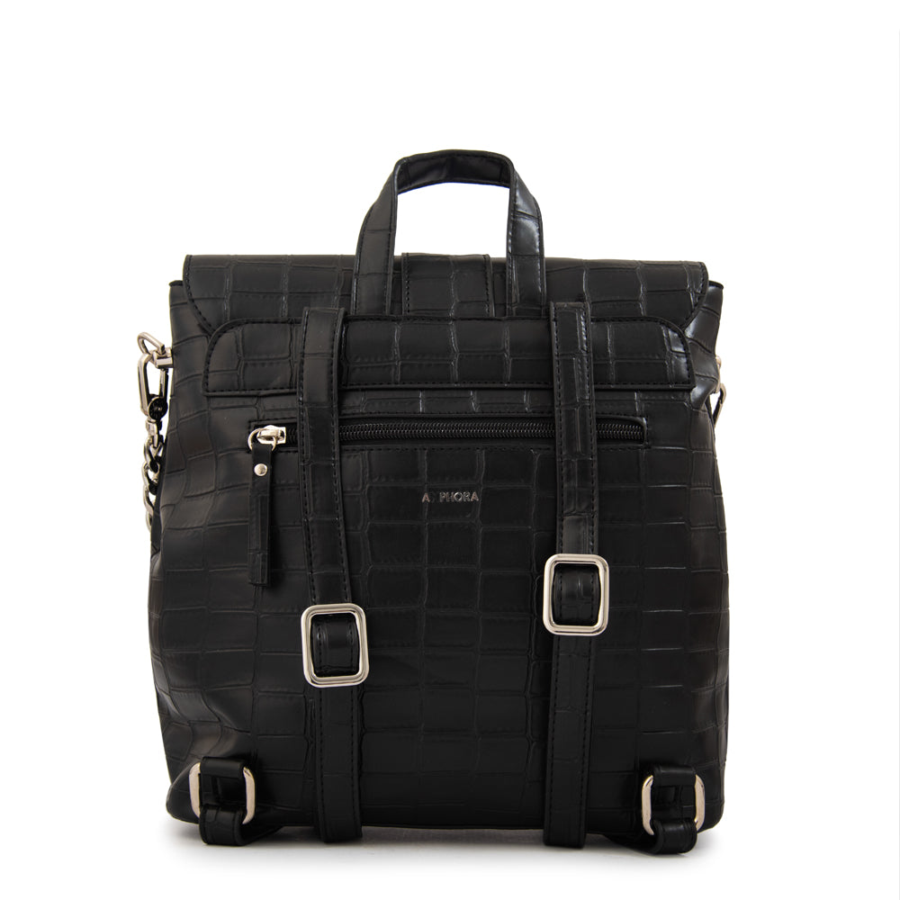 Mochila con tapa romina mediana negro