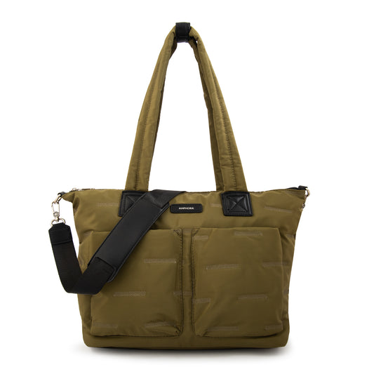 Cartera tote porta notebook hana verde oliva