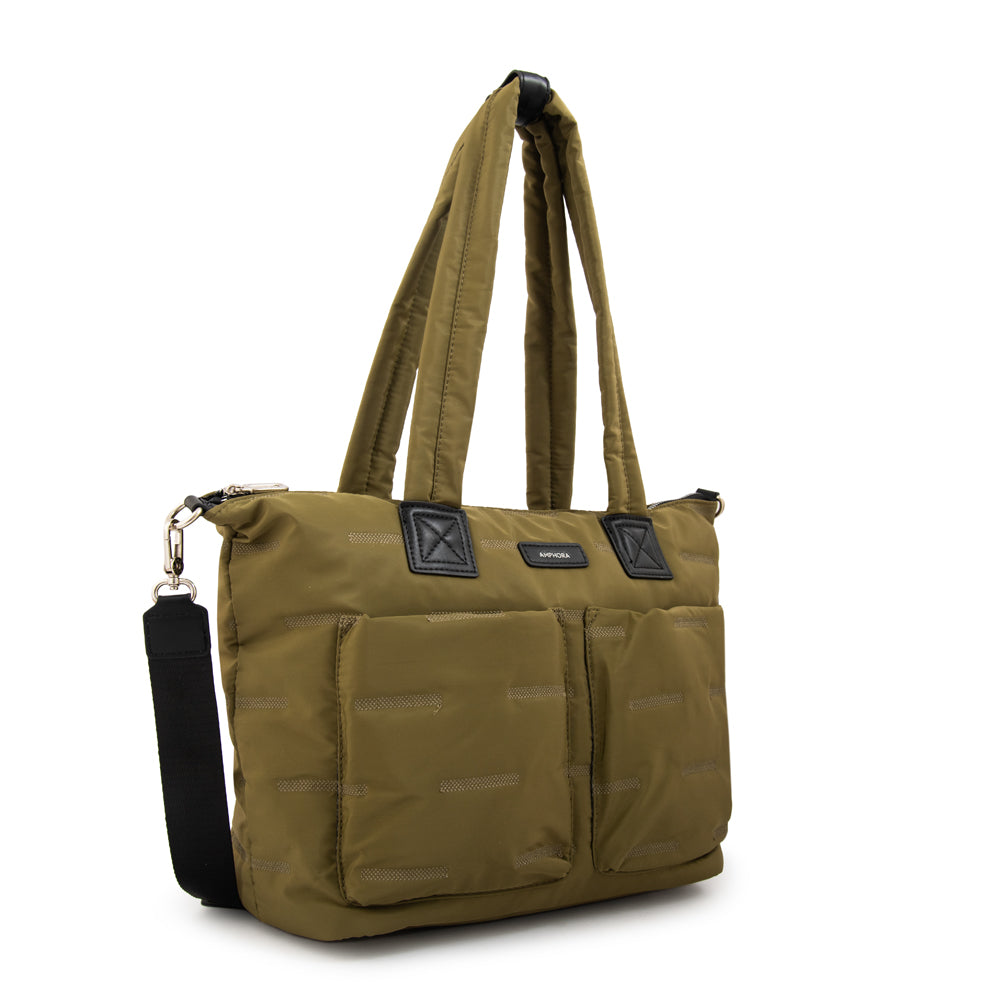 Cartera tote porta notebook hana verde oliva