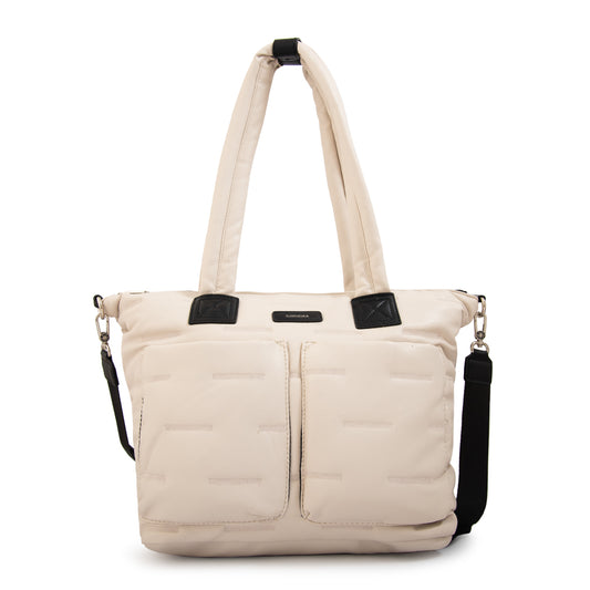 Cartera tote porta notebook hana blanco crudo