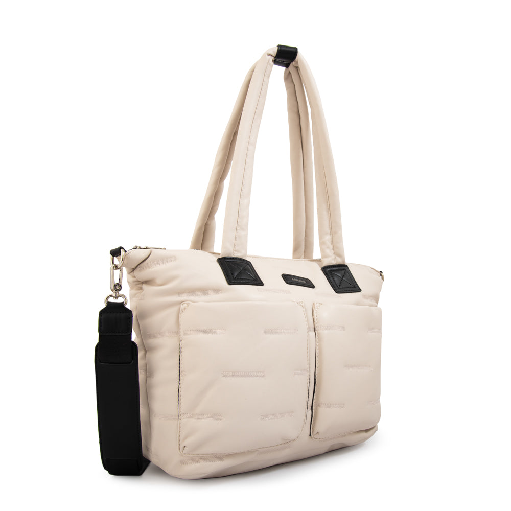 Cartera tote porta notebook hana blanco crudo