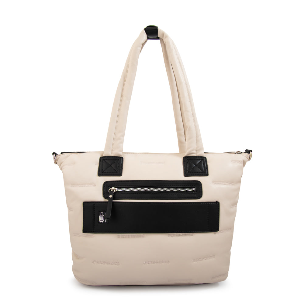 Cartera tote porta notebook hana blanco crudo