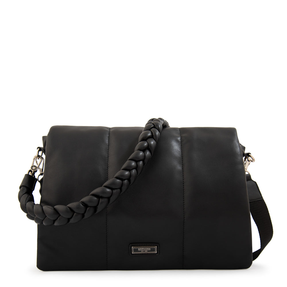 Cartera bandolera con tapa trinity grande negro