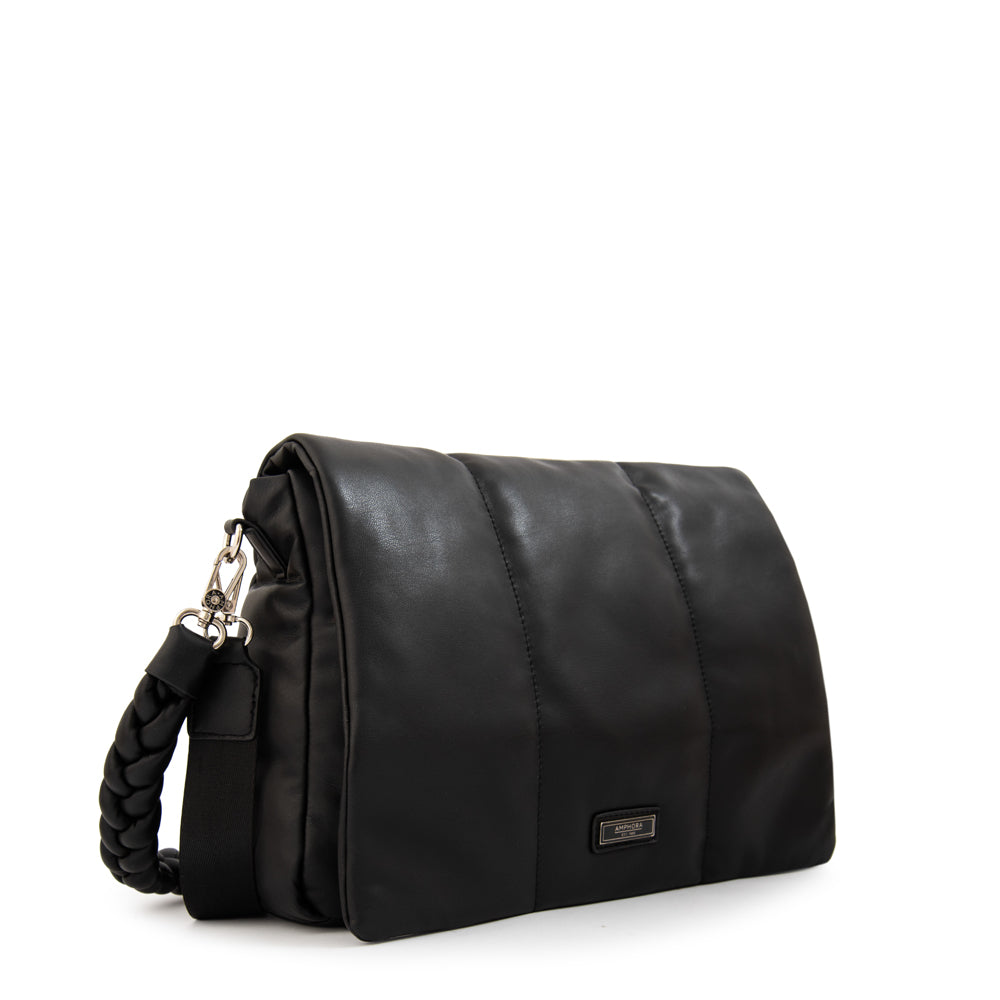 Cartera bandolera con tapa trinity grande negro