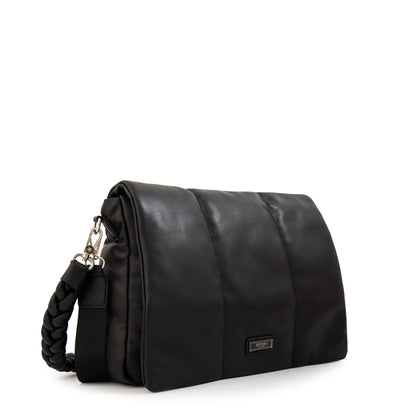 Cartera bandolera con tapa trinity grande negro