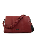 Cartera bandolera con tapa trinity grande rojo oscuro