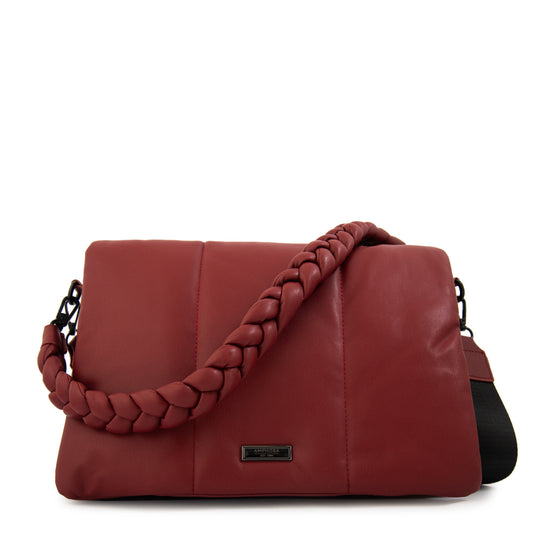 Cartera bandolera con tapa trinity grande rojo oscuro