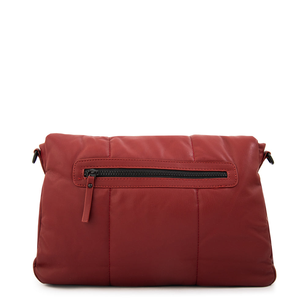 Cartera bandolera con tapa trinity grande rojo oscuro