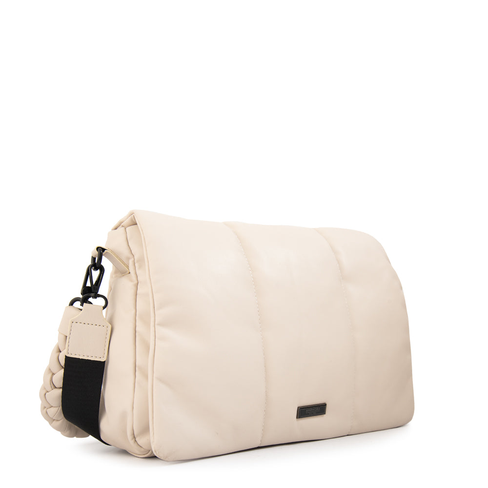 Cartera bandolera con tapa trinity grande blanco crudo