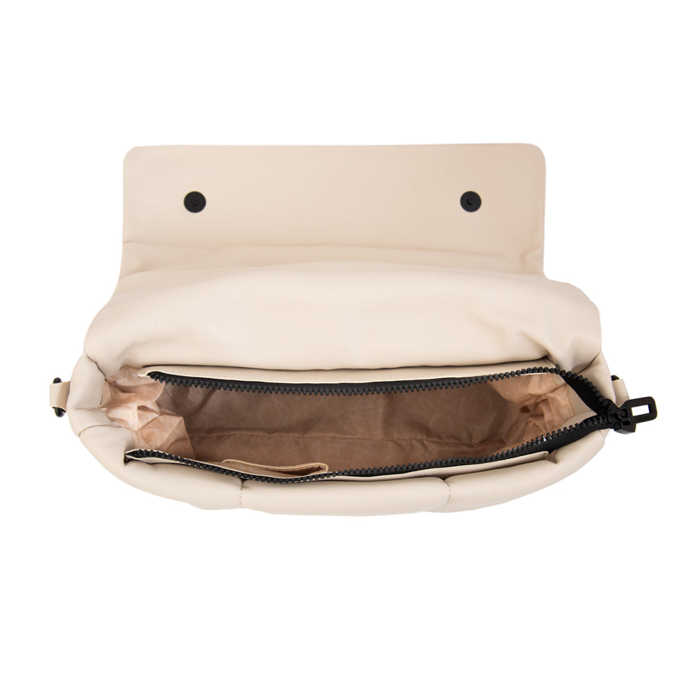 Cartera bandolera con tapa trinity grande blanco crudo