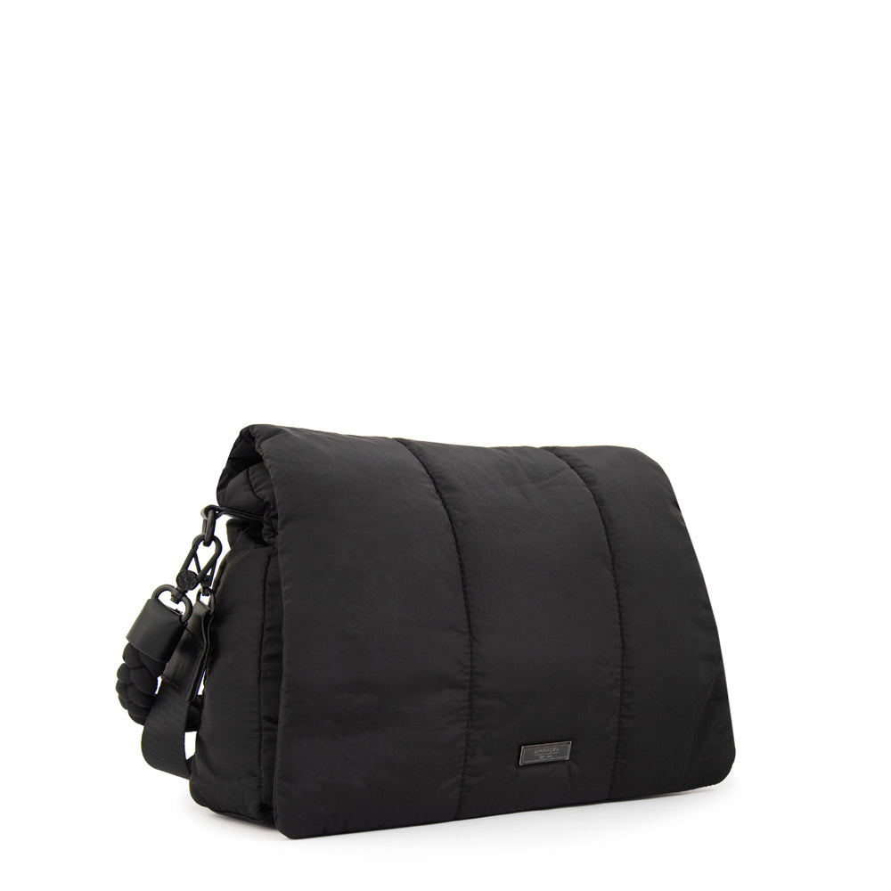 Cartera bandolera con tapa trinity grande negro