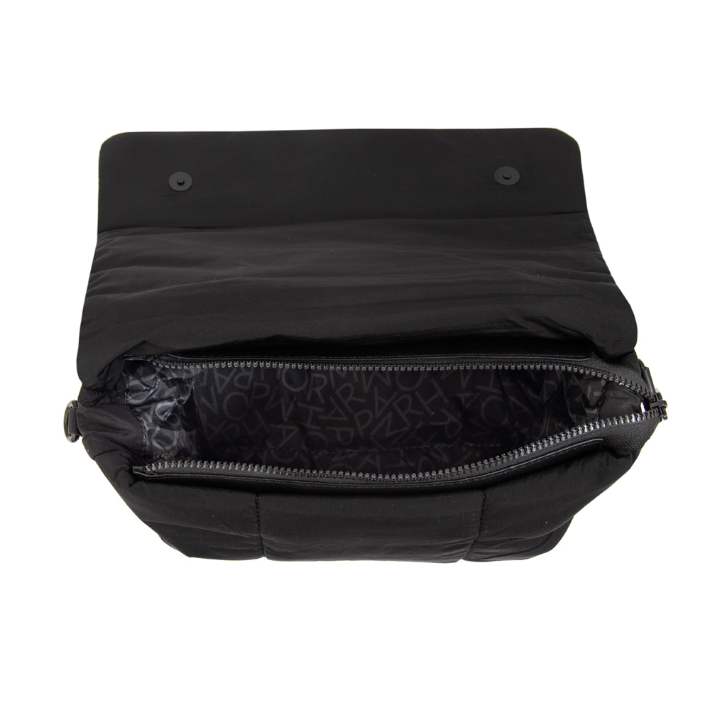 Cartera bandolera con tapa trinity grande negro
