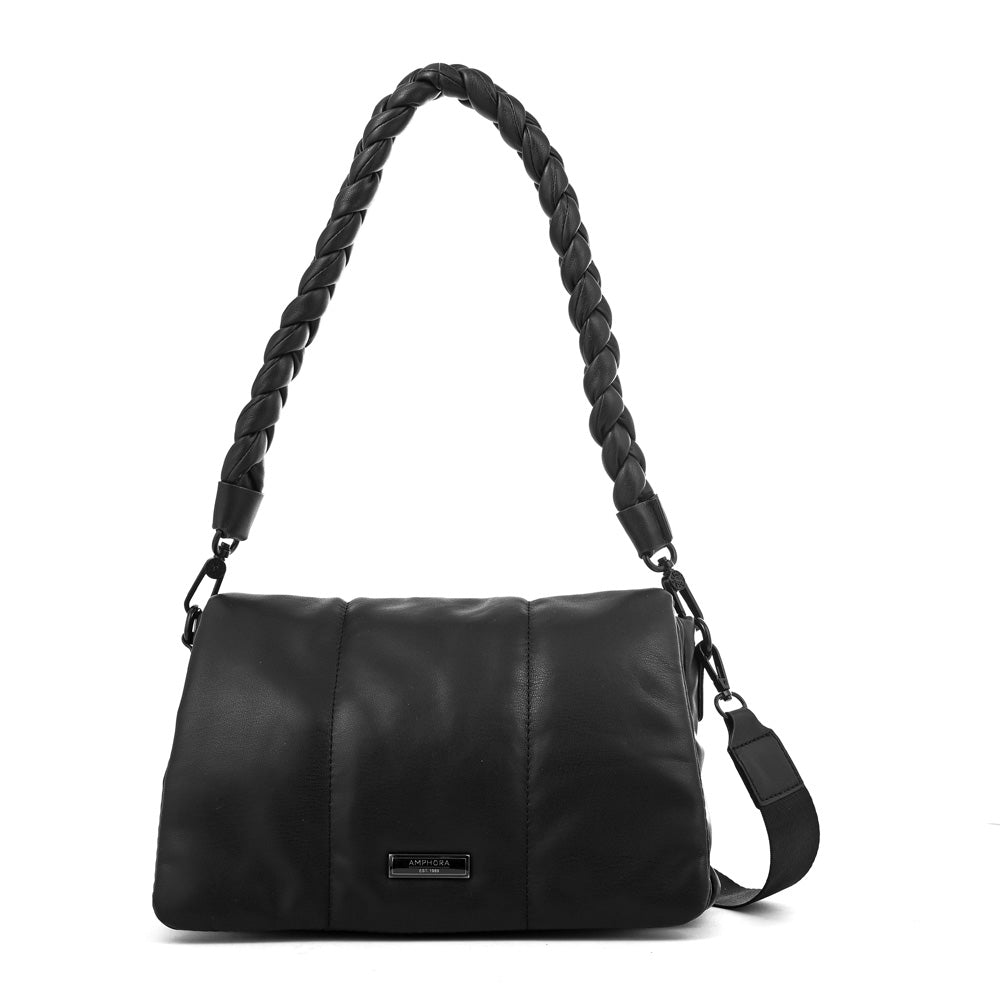 Cartera bandolera con tapa trinity mediana negro