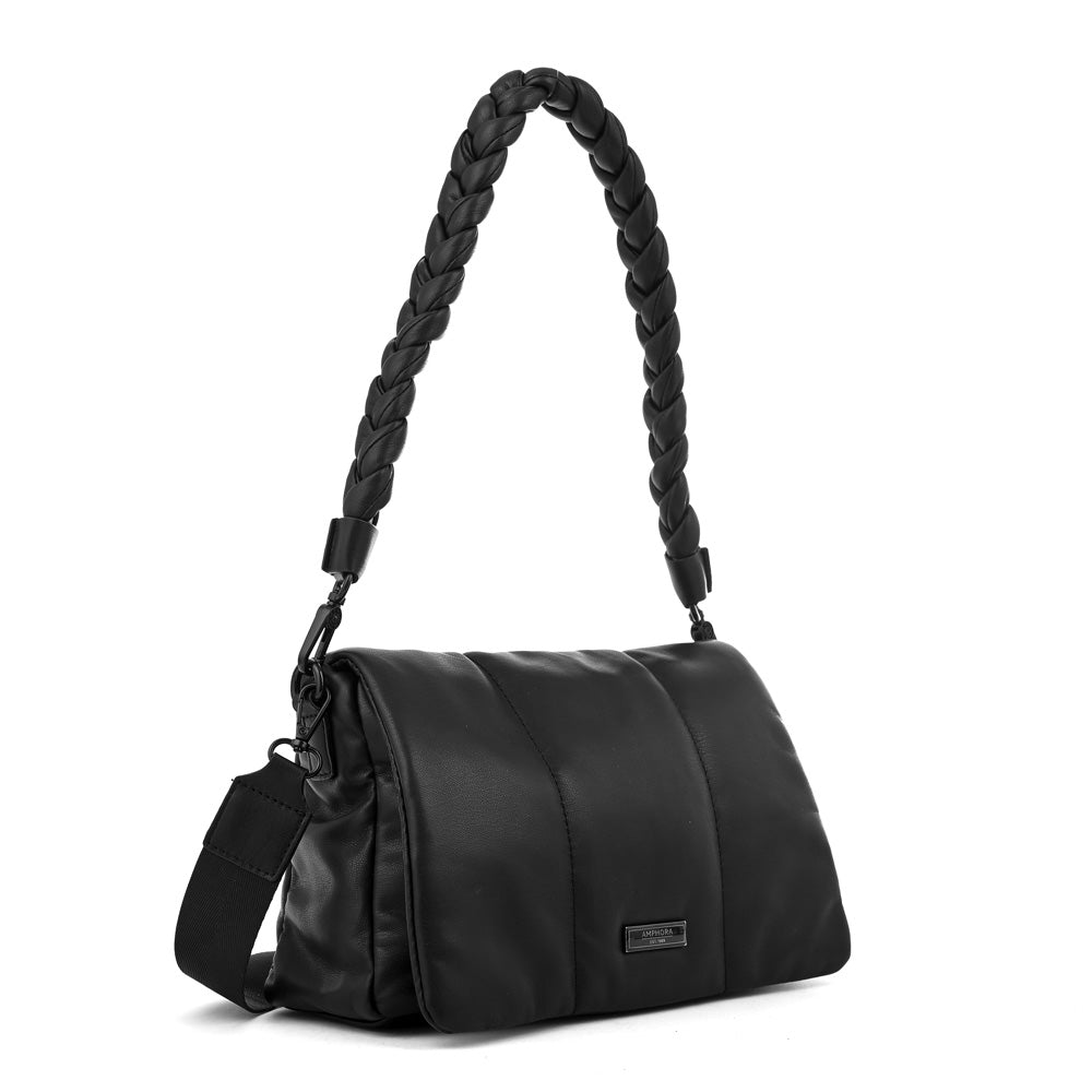 Cartera bandolera con tapa trinity mediana negro