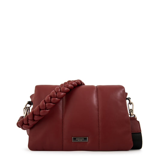 Cartera bandolera con tapa trinity mediana rojo oscuro