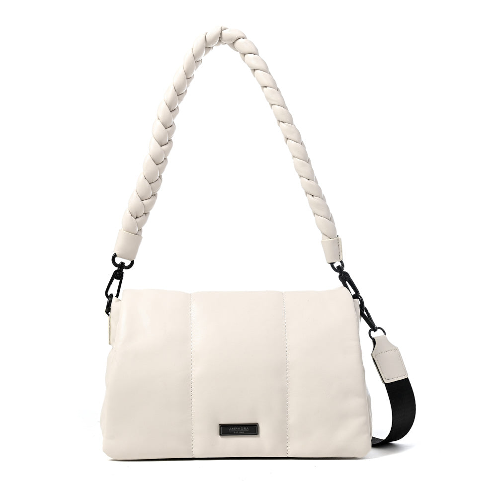 Cartera bandolera con tapa trinity mediana blanco crudo