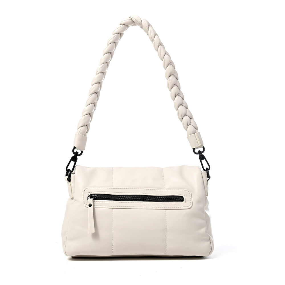 Cartera bandolera con tapa trinity mediana blanco crudo