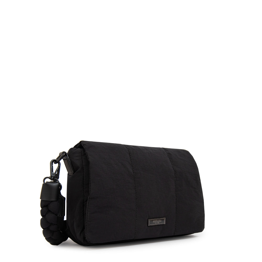 Cartera bandolera con tapa trinity mediana negro