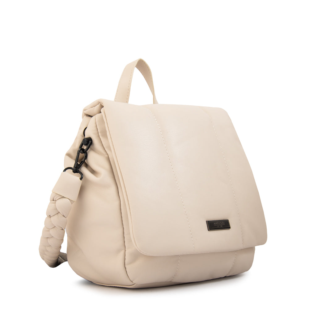 Mochila con tapa trinity pequeña blanco crudo