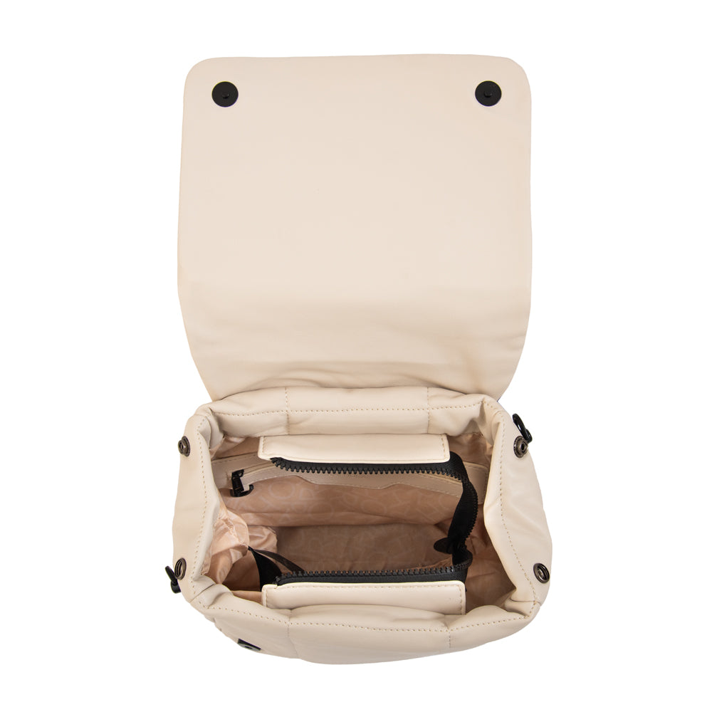 Mochila con tapa trinity pequeña blanco crudo