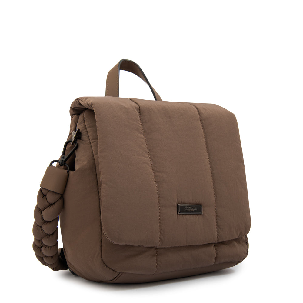Mochila con tapa trinity pequeña taupe oscuro