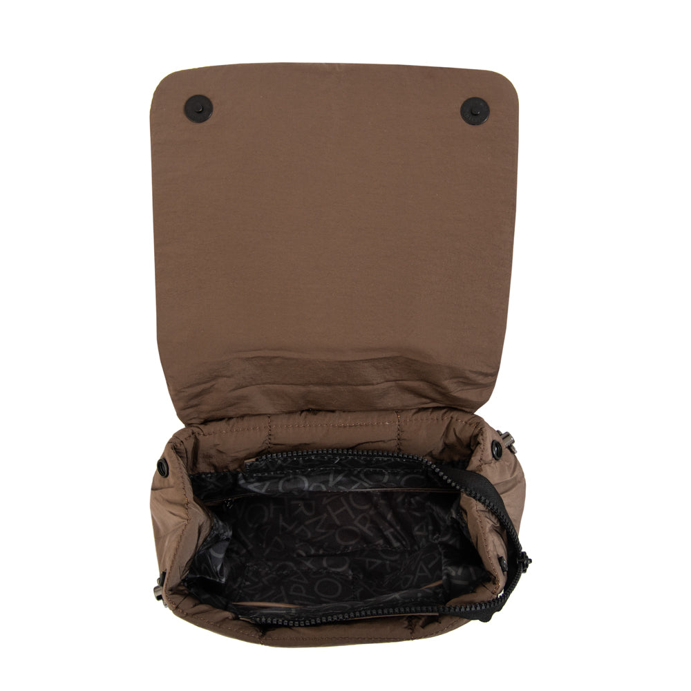 Mochila con tapa trinity pequeña taupe oscuro