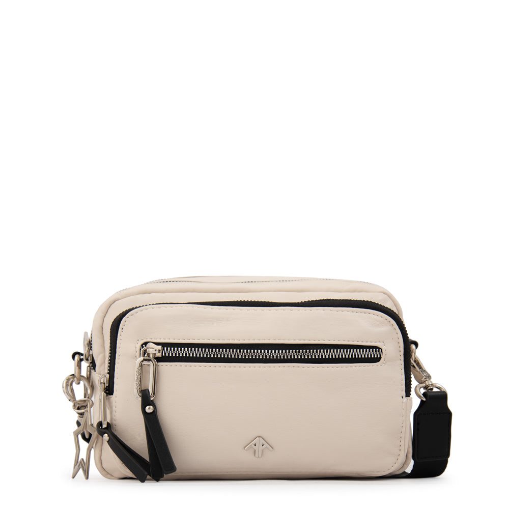 Cartera bandolera liliana mediana blanco crudo