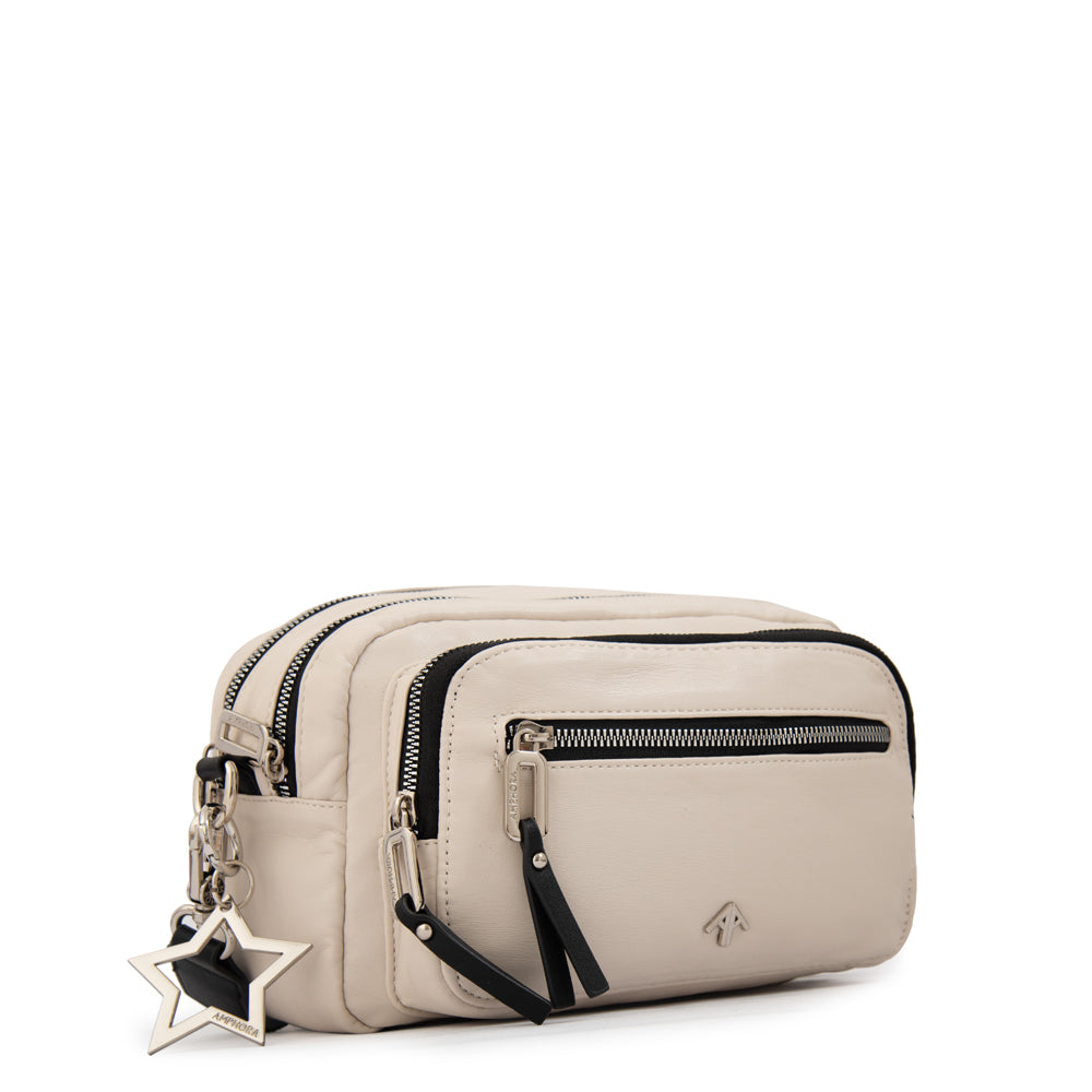 Cartera bandolera liliana mediana blanco crudo