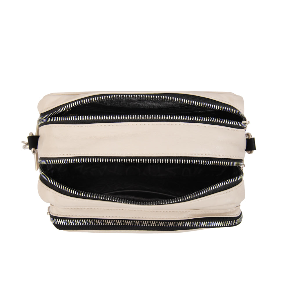 Cartera bandolera liliana mediana blanco crudo