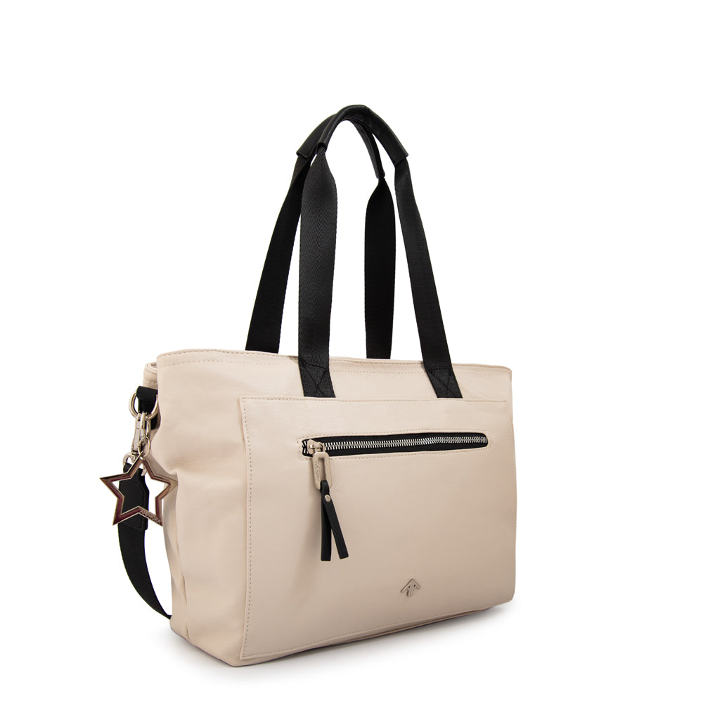Cartera tote liliana mediana blanco crudo