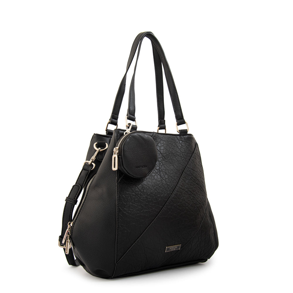 Cartera tote tres divisiones cloe mediana negro