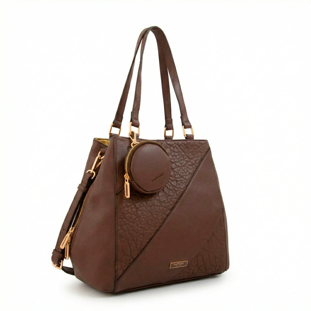 Cartera tote tres divisiones cloe mediana café
