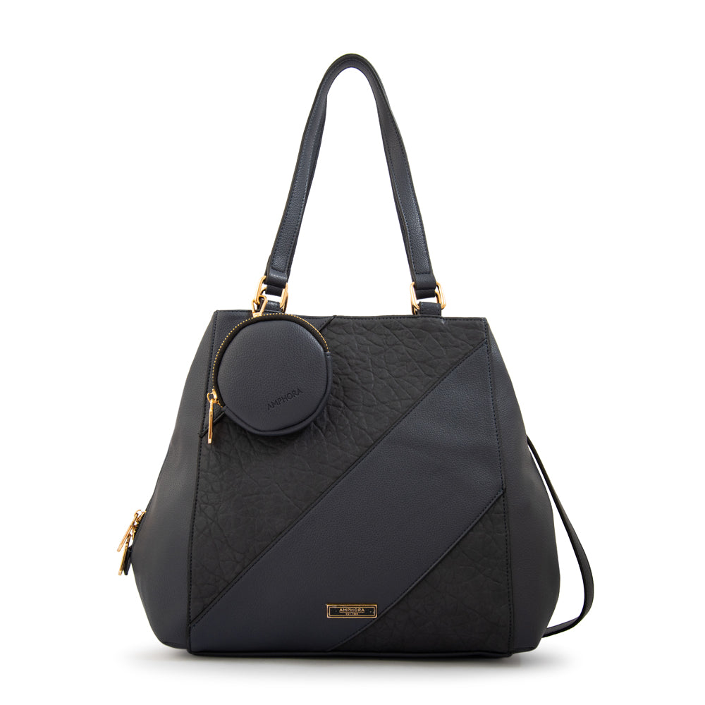 Cartera tote tres divisiones cloe mediana azul oscuro