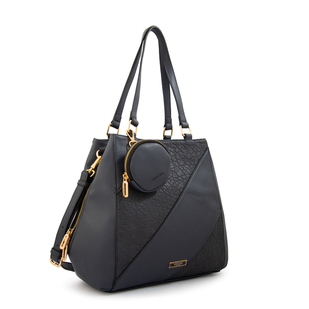 Cartera tote tres divisiones cloe mediana azul oscuro