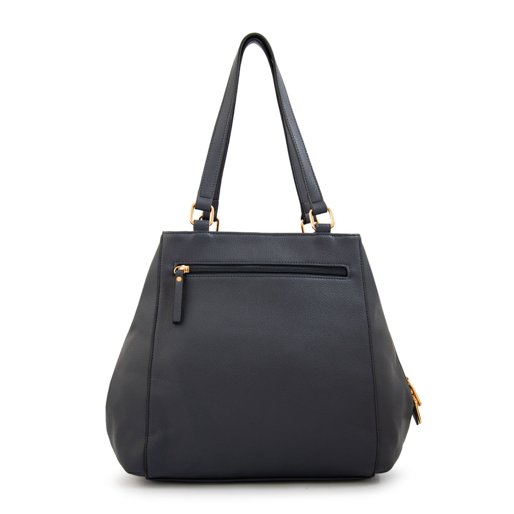 Cartera tote tres divisiones cloe mediana azul oscuro