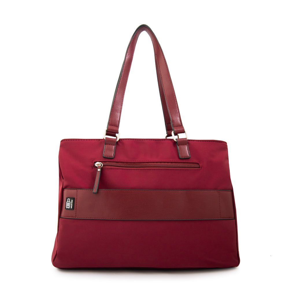Cartera tote porta notebook benin grande rojo oscuro