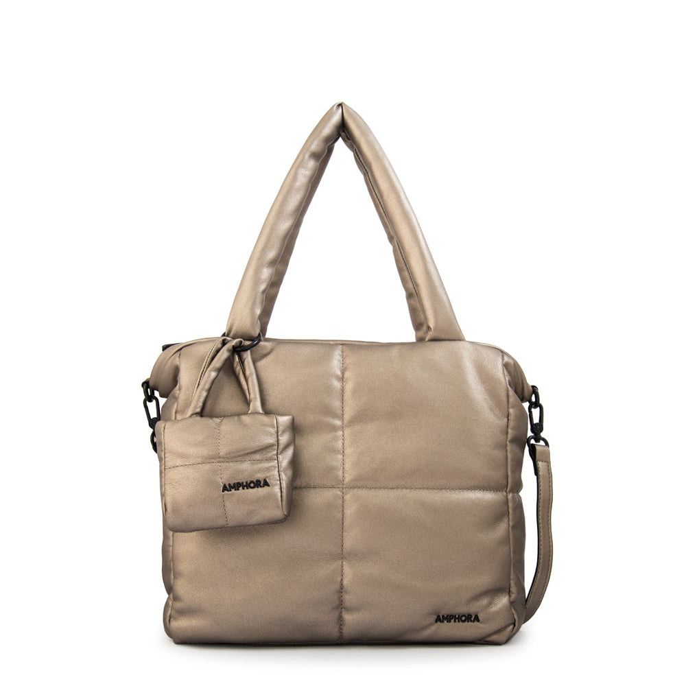Cartera tote guyana plateado oscuro