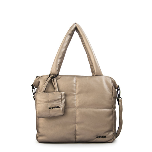 Cartera tote guyana plateado oscuro