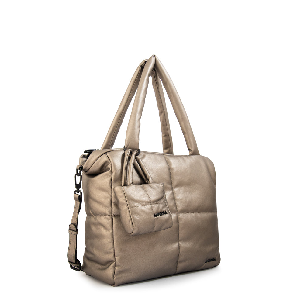 Cartera tote guyana plateado oscuro