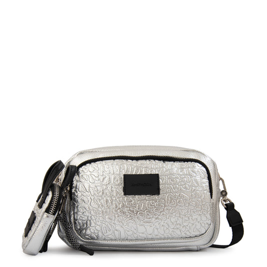 Cartera bandolera exotic mediana plateado