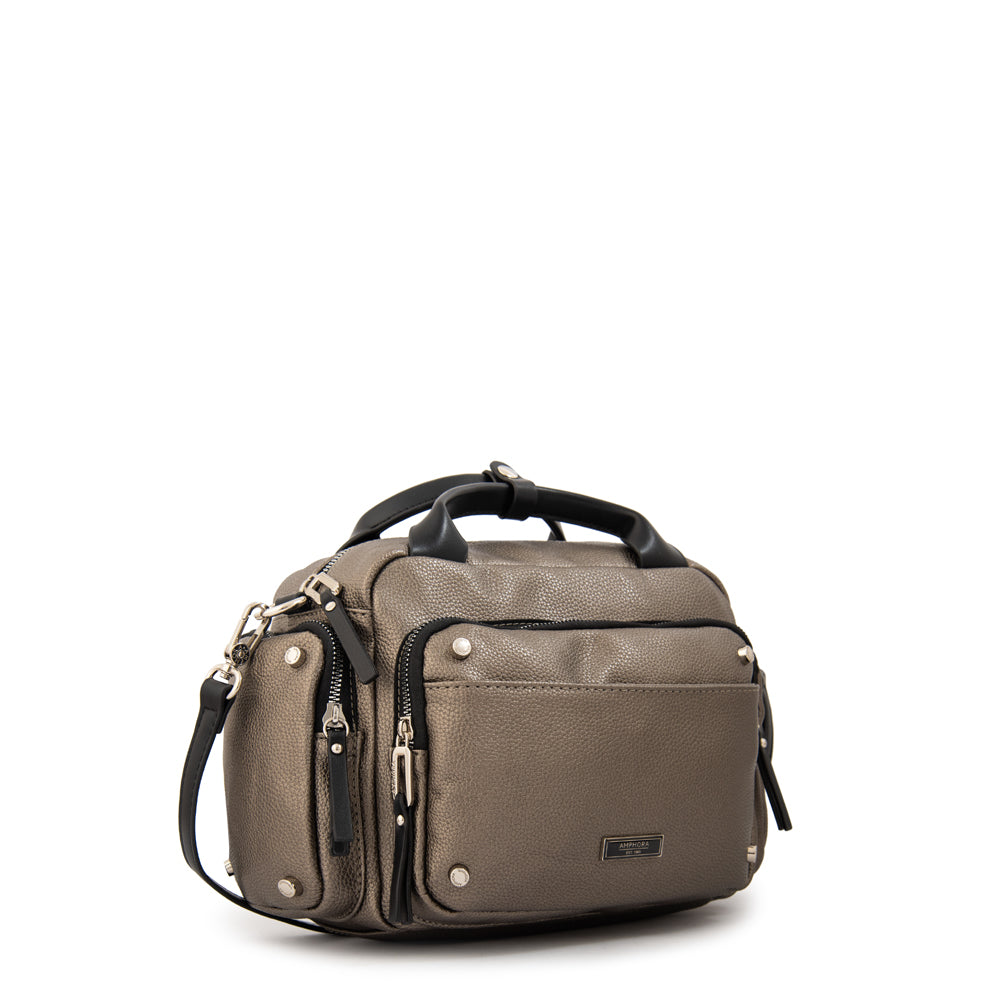 Cartera bandolera sabrina plateado oscuro