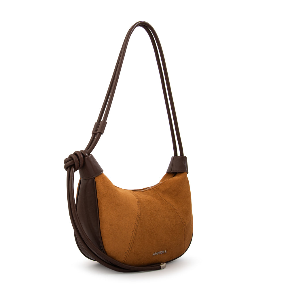 Cartera corte oval cintia mediana camel