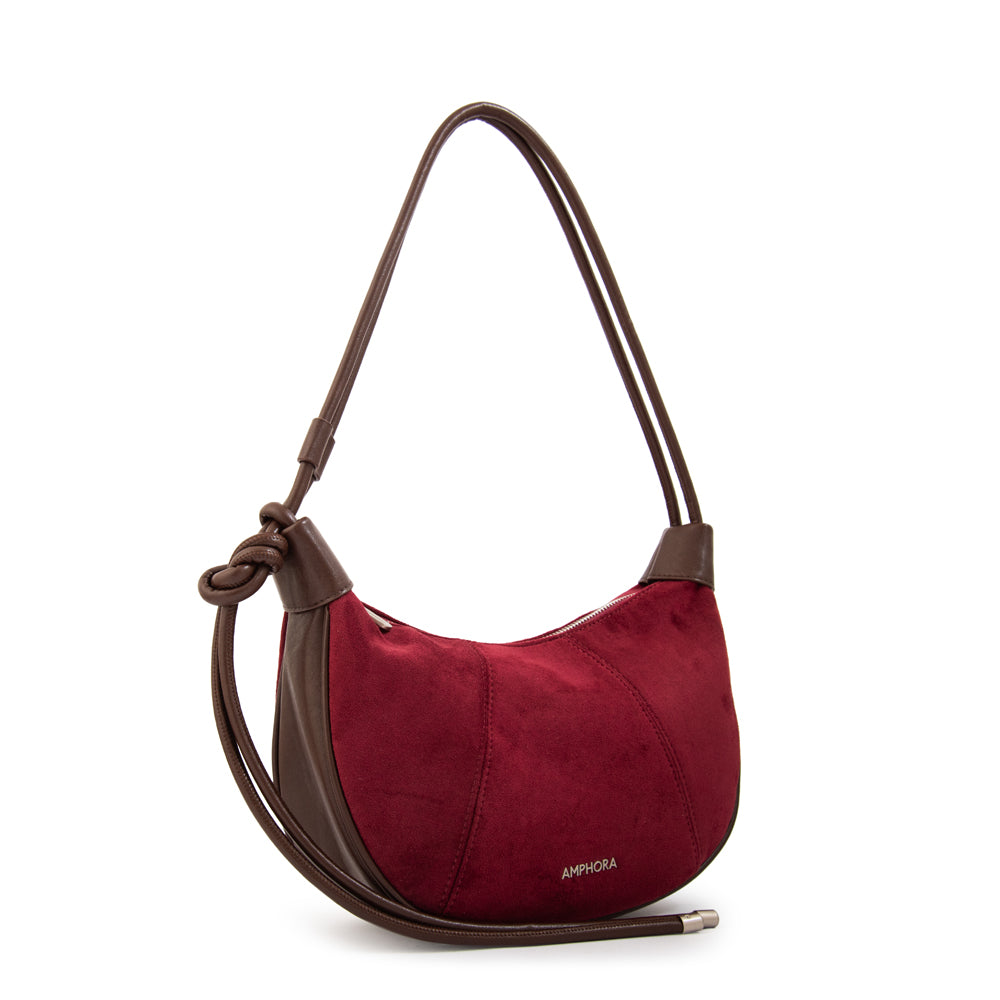 Cartera corte oval cintia mediana rojo oscuro