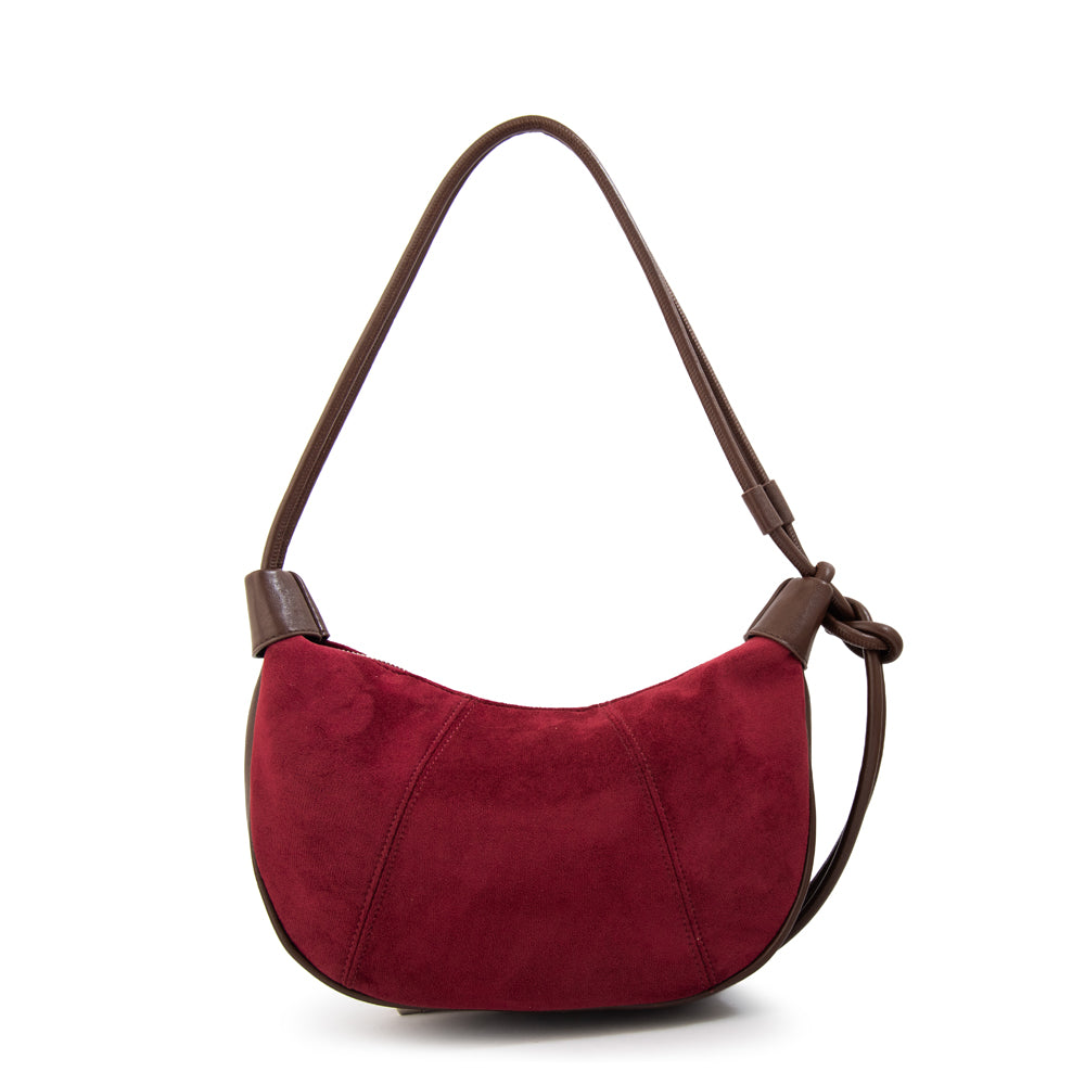 Cartera corte oval cintia mediana rojo oscuro