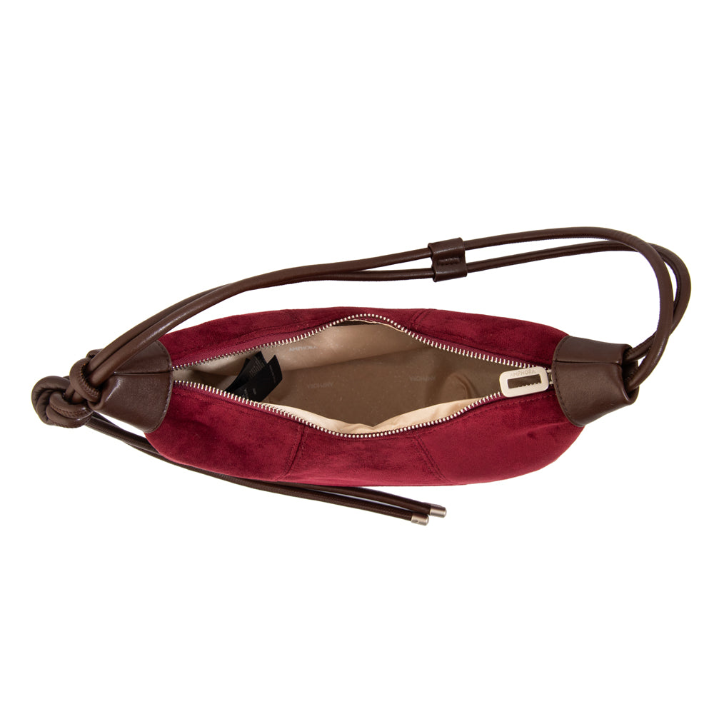 Cartera corte oval cintia mediana rojo oscuro